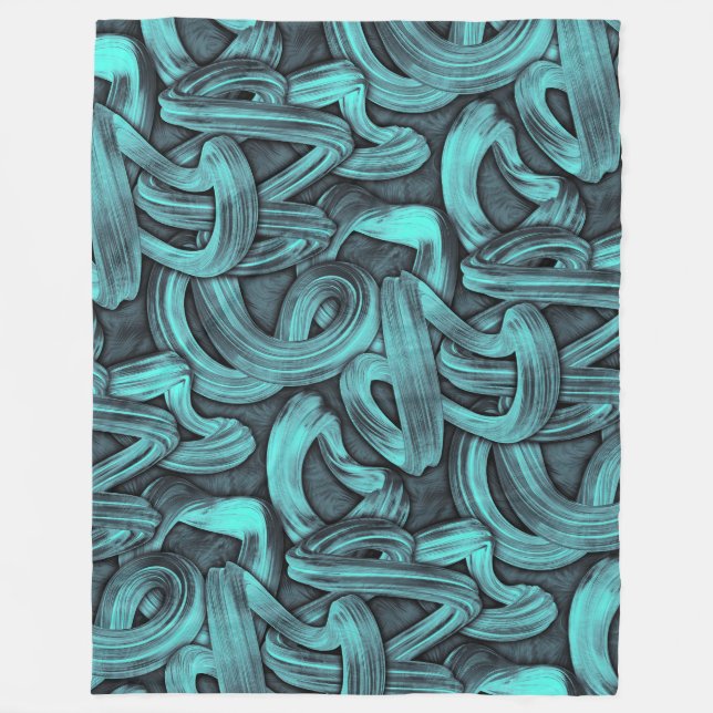 tiefes Denken - Schwarz und aquamarin: Fleecedecke (Vorderseite)