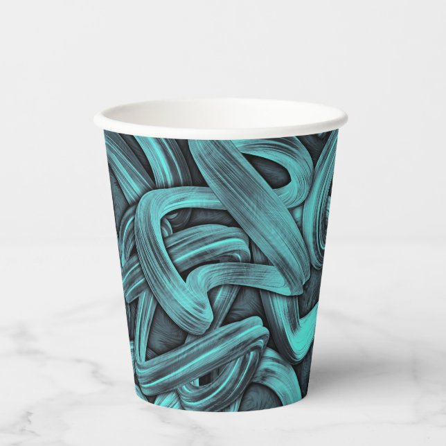 tiefes Denken - Schwarz und aquamarin: Pappbecher (Vorderseite)