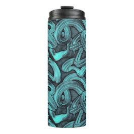 tiefes Denken - Schwarz und aquamarin: Thermosbecher
