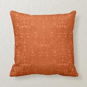 Tiefes Gebranntes Orange Fantasie-Damaskusmuster Kissen