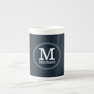 Tiefes klassisches Marine-Gewohnheits-Monogramm Prozellantasse