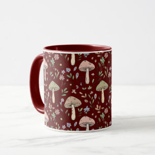 Tiefes Maronenbraunes Pilze Nahtloser Gothic Dark  Tasse