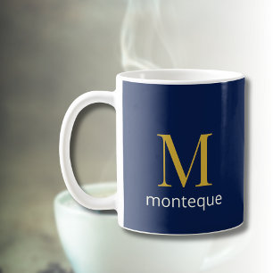 Tiefes Navy Gold Monogramm Personalisierter Name L Kaffeetasse
