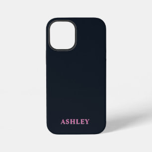 Tiefes Navy-Pink mit individuellem Namen iPhone 12 Mini Hülle