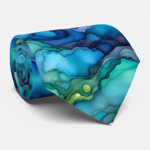 Tiefes Ozean-Abstraktdesign in Teal und blauem Flu Krawatte