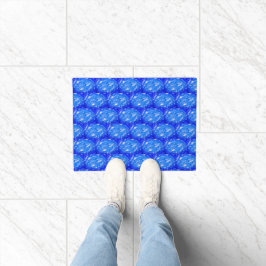 Tiefes Ozeanblau Geometrisch Fußmatte