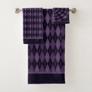 Tiefes Purpur Argyle Badhandtuch Set