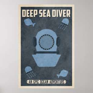 Tiefes Seetaucher (Vintager Plakat-Entwurf) Poster