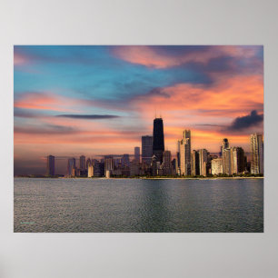 Tiefes Sonnenuntergangs-Chicago-Poster Papier (Mat Poster