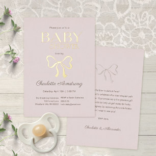 Tiefes staubiges Rosenrot Eleganter Bogen Baby Sho Folieneinladung