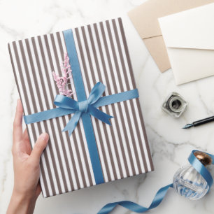 Tiefes Taupe und weiße Streifen Geschenkpapier