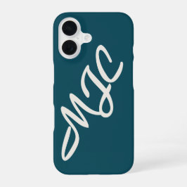 Tiefes Türkisblau Individuelles Monogramm iPhone 16 Hülle