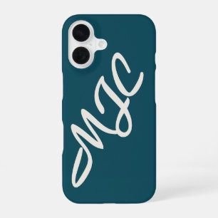Tiefes Türkisblau Individuelles Monogramm  iPhone 16 Hülle