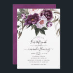 Tiefes Velvet Floral Bat Mitzvah Einladung<br><div class="desc">Violett und Pflaumenboho Blumenhandgemälde Aquarelle Mitzvah Einladung mit eleganter Handschrift Typografie.</div>
