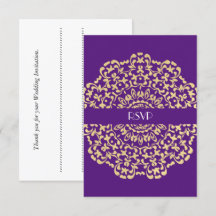 Tiefes Violett Gold Elegante Klassische Lace Hochz