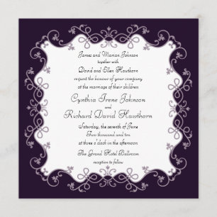 Tiefes Violett Lila Platz für Hochzeiten Einladung