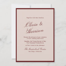 Tiefes Weinrot Old Money Kalligrafie Hochzeitseinl
