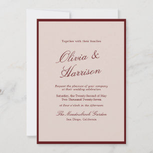 Tiefes Weinrot Old Money Kalligrafie Hochzeitseinl Einladung