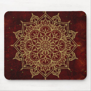 Tiefes Weinrotes Mandala & Gold Glam Modern Chic Mousepad