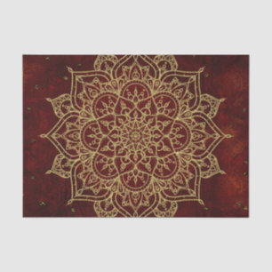 Tiefes Weinrotes Mandala & Gold Glam Modern Chic Seidenpapier