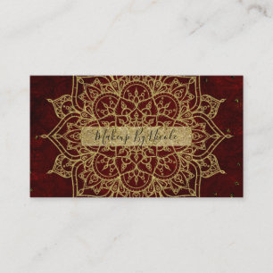 Tiefes Weinrotes Mandala & Gold Glamour Modern Chi Visitenkarte