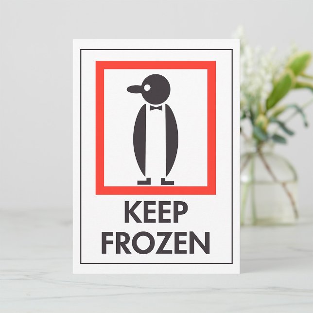 Tiefgefrorenen Pinguin Lustiges Schild Einladung (Von Creator hochgeladen)