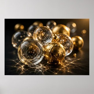 Tiefgründige Studie — Geschichtete Glas- und Goldk Poster