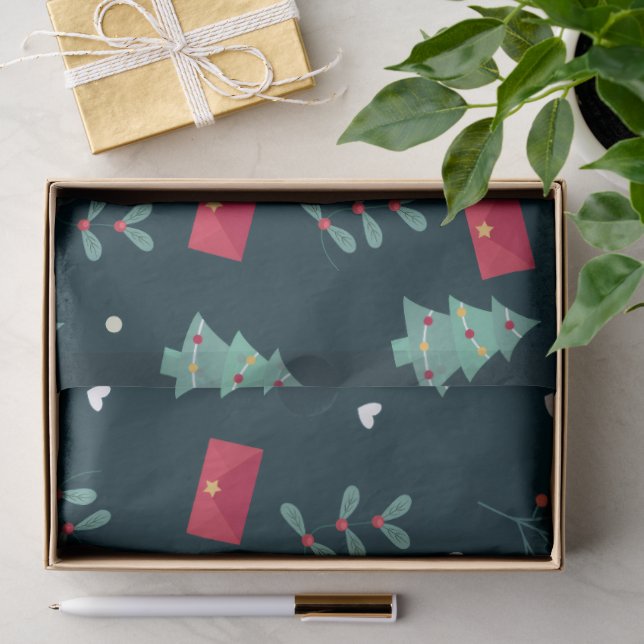 Tiefgrüne Weihnachtsbäume Perfektes Geschenk Seidenpapier (Geschenk)