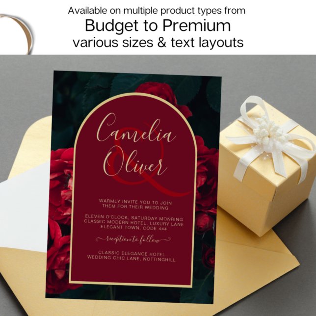 Tiefgrüne Winterhochzeit in Rote Rosen Einladung (Von Creator hochgeladen)