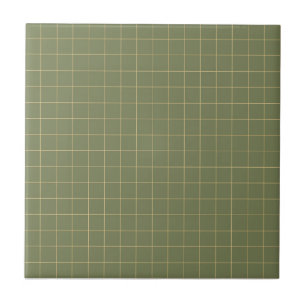 Tiefgrünes und gelbes kariertes Retro-Minimalist  Fliese