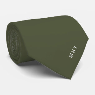 Tiefoliv Moderne Initialen Minimalistisches Monogr Krawatte