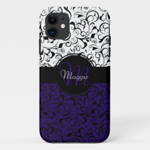 Tiefpurpurner Schwarz-weißer Damast iphone 5 Case-Mate iPhone Hülle