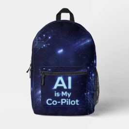 Tiefraum-Marine und elektrische Cyan-Kunst-KI  Bedruckter Rucksack