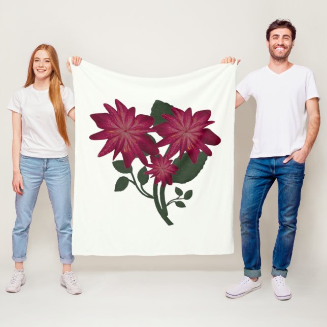 Tiefrosa Blumendesign   Fleecedecke (Beispiel)