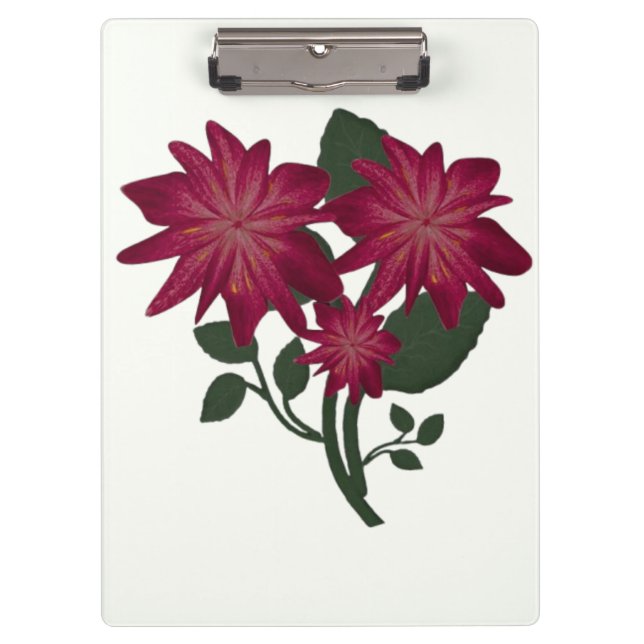 Tiefrosa Blumendesign Teppich Klemmbrett (Vorderseite)
