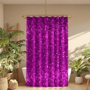 Tiefrosa Glamour-Faux-Glitter-Muster Duschvorhang