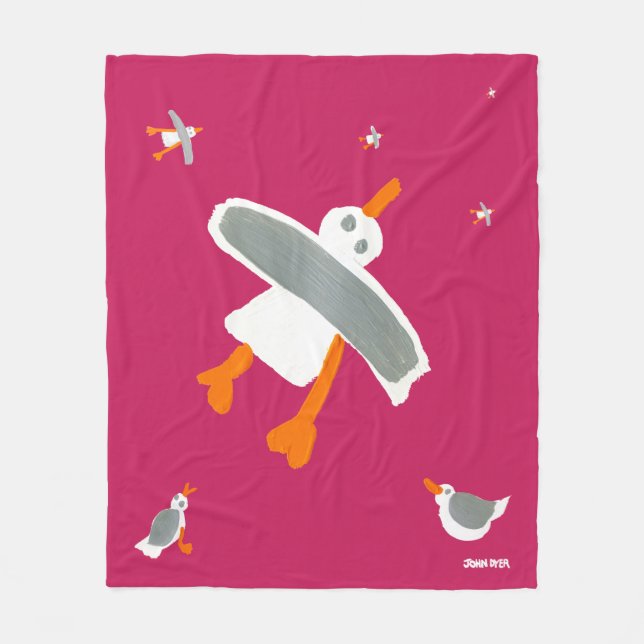 Tiefrosa John-Farbstoff-Seemöwe-Fleece-Decke Fleecedecke (Vorderseite)
