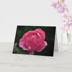 Tiefrosa Rosenblüten-Kunst-Notizkarte Karte