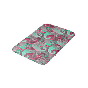 Tiefrosa und Aqua Paisley Damask Muster Badematte
