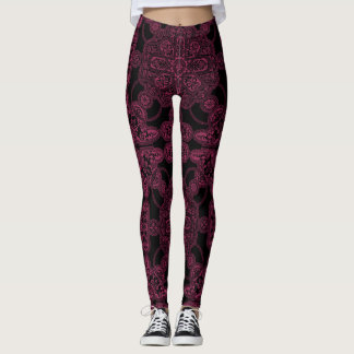 Tiefrosa und schwarzes Perser-Design Leggings