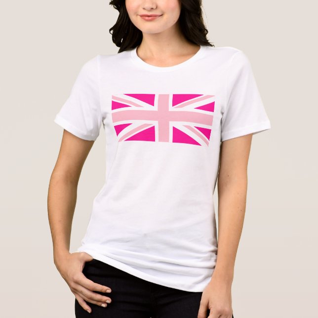 Tiefrosa Union Jack Tri-Blend Shirt (Vorderseite)