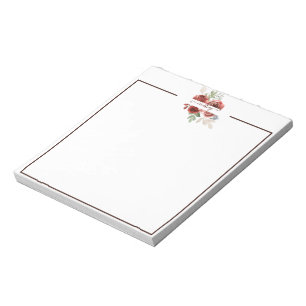 Tiefrote Aquarell-Blumen personalisiert  Notizblock