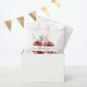 Tiefrote Aquarell-Blumen personalisierte Danke Geschenktütchen
