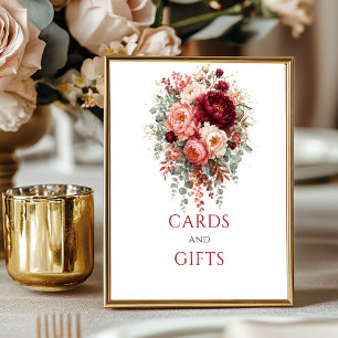 Tiefrote Bohemian Blumenkarten und Geschenke 8x10  Poster