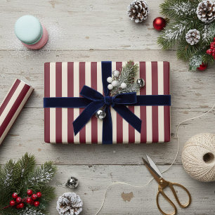 Tiefrote Cranberry-Gestreifte Geschenkpapierrolle Geschenkpapier