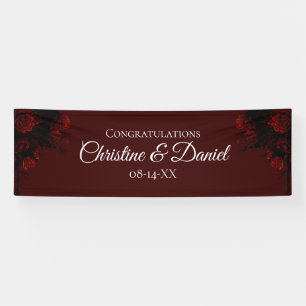 Tiefrote florale elegante gotische Hochzeit Banner
