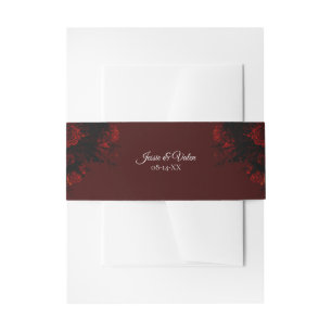 Tiefrote florale elegante gotische Hochzeit Einladungsbanderole