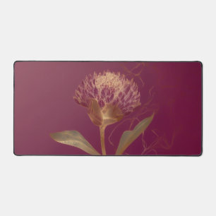 Tiefrote Goldene Botanische Blumenlinienzeichnung Schreibtischunterlage