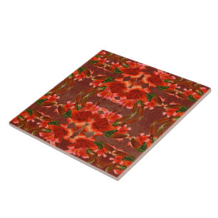 Tiefrote orientalische Lilie - erhöht Fliese