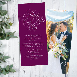 Tiefrote Pflaumen Hochzeitsempfang Foto-Einladung Einladung